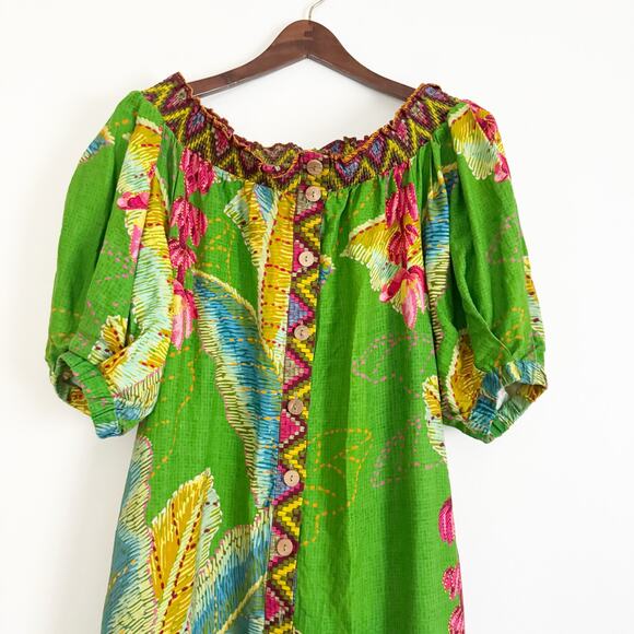 FARM RIO Banana Leaves Off Shoulder Midi Dress Small S - Picture 5 of 13